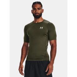 Koszulka termoaktywna męska UNDER ARMOUR 1361518 z krótkim rękawem. Zielone koszulki sportowe męskie Under Armour, m, bez wzorów, bez kołnierzyka, bez ramiączek. Za 94.99 zł.