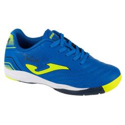 Buty halowe do piłki nożnej chłopięce, Toledo Jr 24 TOJW. Niebieskie buty sportowe chłopięce Joma, bez wzorów, bez zapięcia, do piłki nożnej. Za 139.99 zł.