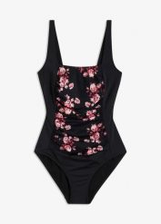 Kostium kąpielowy shape, średni stopień modelowania sylwetki. Czarne kostiumy jednoczęściowe damskie bonprix, bez wzorów, eleganckie. Za 127.99 zł.