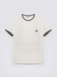 Koszulka męska z kontrastowym wykoŅczeniem biała Polias 100. Białe t-shirty męskie Big Star, l, bez wzorów, z bawełny, klasyczne, bez kołnierzyka. Za 99.99 zł.