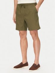 Tommy Hilfiger Szorty materiałowe Dover MW0MW44356 Zielony ciemny Regular Fit. Zielone szorty męskie Tommy Hilfiger, m, bez wzorów, ze lnu. Za 409.99 zł.