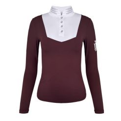 Koszula konkursowa Roma bordowy. Brązowe koszulki sportowe damskie JD ATTACK, bez wzorów, bez kołnierzyka, bez ramiączek, do jazdy konnej. Za 229.00 zł.