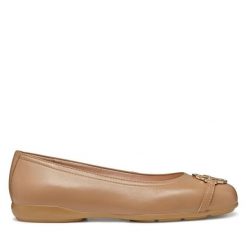 Baleriny Geox. Brązowe baleriny damskie Geox, bez wzorów, bez obcasa. Za 329.99 zł.