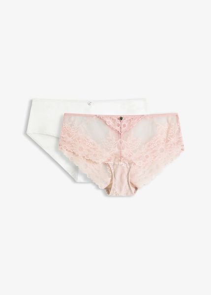 Figi panty z bezszwowym tyłem (2 pary). Czerwone figi damskie bonprix, bez wzorów. Za 67.99 zł.