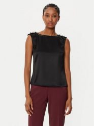 Marciano Guess Bluzka 5RGH29 7246A Czarny Regular Fit. Czarne bluzki damskie Marciano Guess, z aplikacjami, z wiskozy, bez kołnierzyka, bez ramiączek. Za 239.99 zł.