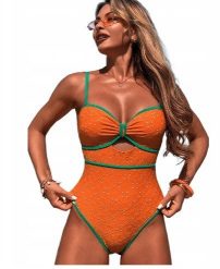 Modny jednoczęściowy strój kąpielowy wyszczuplający sexy kobiecy Orange XL. Pomarańczowe kostiumy jednoczęściowe damskie Pan i Pani Gadżet, xl, bez wzorów. Za 89.25 zł.