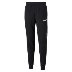 Męskie spodnie dresowe Essentials+ Tape PUMA Black. Czarne buty sportowe męskie Puma, z dresówki, bez zapięcia, na fitness i siłownię. Za 247.00 zł.