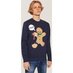 Bluza ze świąteczną aplikacją - Granatowy. Bluzy męskie marki House. W wyprzedaży za 49.99 zł.