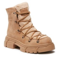 Trzewiki Big Star Shoes. Brązowe botki damskie BIG STAR SHOES, retro, bez obcasa, na płaskiej podeszwie, bez zapięcia. Za 279.99 zł.