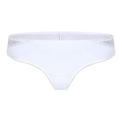 Stringi "Ivone" w kolorze białym. Białe stringi damskie marki Kinga, bez wzorów, z koronki. W wyprzedaży za 32.95 zł.