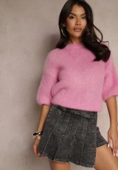 Czarne Plisowane Jeansowe Spódnico-Szorty z Bawełny Firvesia. Czarne spodenki dla dziewczynek Renee, bez wzorów, z bawełny, eleganckie, z podwyższonym stanem. Za 89.99 zł.