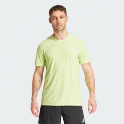 Koszulka Own The Run. Zielone koszulki sportowe męskie Adidas, l, bez wzorów, z materiału, bez kołnierzyka, bez ramiączek, do biegania. Za 159.00 zł.