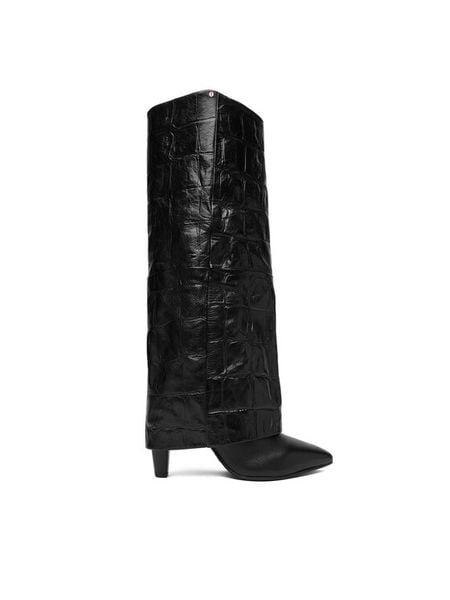 Bronx Kozaki Jad-Ey 14348-WE Czarny. Czarne kozaki damskie Bronx, ze skóry, bez obcasa, na słupku. Za 789.99 zł.