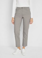 Dżinsy z prostą nogawką, mid waist, ze stretchem. Szare jeansy damskie bonprix. Za 142.99 zł.