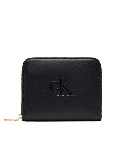 Calvin Klein Portfel Raised Ck Medium Zip LV04F1026G Czarny. Czarne portfele damskie Calvin Klein, bez wzorów, ze skóry. Za 129.99 zł.