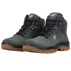 Męskie Skórzane Buty Turystyczne OBMH257. Zielone trekkingi męskie 4f, trekkingowe. Za 595.99 zł.