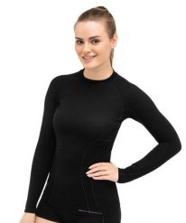 Koszulka wełniana z długim rękawem damska Brubeck ACTIVE WOOL. Fioletowe koszulki sportowe damskie Brubeck, xl, bez wzorów, z poliamidu, bez kołnierzyka, bez ramiączek, trekkingowe. Za 243.99 zł.