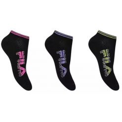 Fila 3-pack stopki no-show czarne 39-42. Czarne skarpety damskie Fila, bez wzorów. Za 136.99 zł.