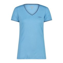 Koszulka damska CMP. Niebieskie t-shirty damskie CMP, bez wzorów, z materiału, sportowe, bez kołnierzyka. W wyprzedaży za 89.55 zł.