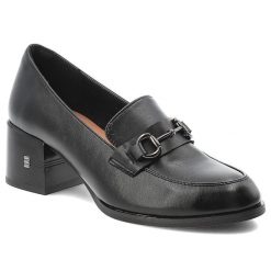 Półbuty damskie Vinceza, cholewka ze skóry naturalnej licowej wsuwany fason z ozdobnym paskiem i metalową klamrą, czarne, 18116. Czarne półbuty damskie VINCEZA, bez wzorów, ze skóry, bez obcasa, na obcasie, bez zapięcia. Za 179.00 zł.