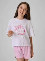 T-shirt loose crop top z nadrukiem dziewczęcy 4F 4FJRSS26TTSHF3983. Szare t-shirty i topy dla dziewczynek 4f, bez wzorów, z bawełny, bez ramiączek. Za 34.99 zł.