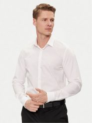 Calvin Klein Koszula K10K112587 Biały Slim Fit. Białe koszule męskie Calvin Klein, m, bez wzorów, z bawełny, biznesowe, bez kołnierzyka, bez ramiączek. Za 229.99 zł.