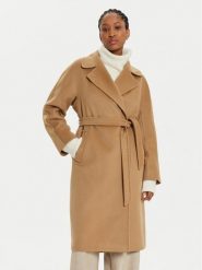 Weekend Max Mara Płaszcz wełniany Cascia 2425016082 Beżowy Regular Fit. Brązowe płaszcze damskie Weekend Max Mara, na zimę, bez wzorów, z kaszmiru, bez kaptura. Za 6,749.00 zł.