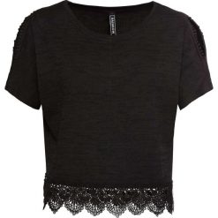 Shirt z koronką bonprix czarny. Czarne bluzki damskie bonprix, bez wzorów, z koronki, bez kołnierzyka. Za 59.99 zł.