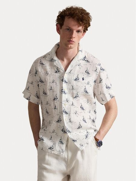Polo Ralph Lauren Koszula 710B18630001 Biały Regular Fit. Białe koszule męskie Polo Ralph Lauren, l, bez wzorów, bez kołnierzyka, bez ramiączek. Za 859.99 zł.