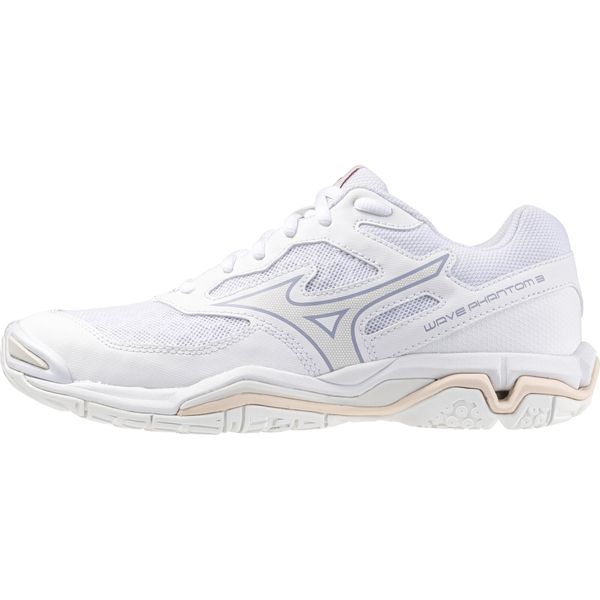 Damskie buty halowe Mizuno Wave Phantom. Białe obuwie sportowe damskie Mizuno, bez wzorów, do piłki ręcznej, mizuno wave. Za 451.55 zł.