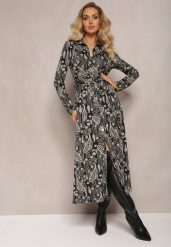 Czarna Koszulowa Sukienka Maxi we Wzór Paisley Asuve. Czarne sukienki damskie Renee, m, bez wzorów, z materiału, bez kołnierzyka, bez ramiączek, maxi, koszulowe. Za 159.99 zł.