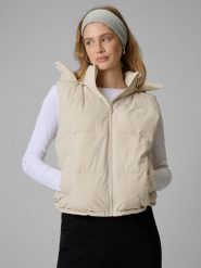4F Bezrękawnik z wypełnieniem syntetycznym damski - beżowy XL. Brązowe kurtki damskie 4f, xl, bez wzorów, z materiału, bez kaptura. Za 249.99 zł.