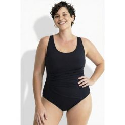 Damski Strój kąpielowy marszczenie miękkie miseczki ramiączka z regulacją. Czarne kostiumy jednoczęściowe damskie Ulla Popken, plus size, bez wzorów, z elastanu, sportowe, plus size, do pływania. W wyprzedaży za 191.99 zł.
