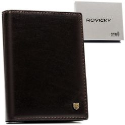 Portfel męski Rovicky N575-RVT c. brązowy. Brązowe portfele męskie ROVICKY, bez wzorów, ze skóry. Za 74.00 zł.