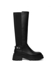 Nine West Kozaki CEO-MUNA-01 Czarny. Czarne kozaki damskie Nine West, z materiału, bez obcasa, na płaskiej podeszwie. Za 349.99 zł.