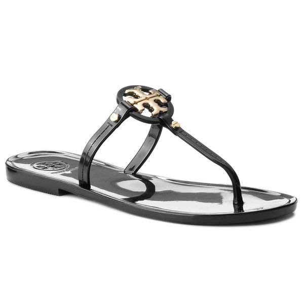 Japonki Tory Burch. Czarne klapki damskie Tory Burch, bez wzorów, bez obcasa. Za 436.99 zł.