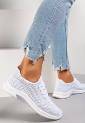Białe Siateczkowe Buty Sportowe na Piankowej Podeszwie Linidas. Białe obuwie sportowe damskie Renee, bez wzorów. Za 39.99 zł.