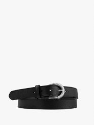 Czarny pasek ze skóry licowej. Czarne paski damskie Ryłko, bez wzorów, ze skóry, eleganckie. Za 129.99 zł.