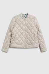 Krótka pikowana kurtka beżowa. Brązowe kurtki damskie MOODO, bez wzorów, z poliamidu, bez kaptura. Za 199.99 zł.