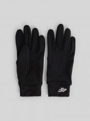 4F Rękawiczki dzianinowe Touch Screen uniseks - czarne XS. Czarne rękawiczki damskie 4f, bez wzorów, z dzianiny, sportowe. Za 59.99 zł.