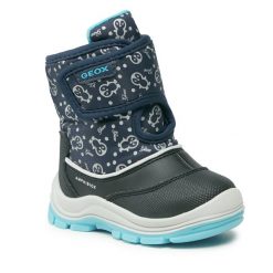 Śniegowce Geox. Niebieskie buty zimowe dziewczęce Geox, bez zapięcia. Za 329.99 zł.