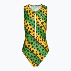 Strój pływacki jednoczęściowy damski Speedo Placement Digital Highneck. Zielone kostiumy jednoczęściowe damskie Speedo, xs, bez wzorów, sportowe, do pływania. Za 189.99 zł.
