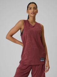 4F Koszulka do koszykówki loose szybkoschnąca uniseks - burgundowa L. Czerwone koszulki sportowe męskie 4f, l, bez wzorów, klasyczne, bez kołnierzyka. Za 119.99 zł.