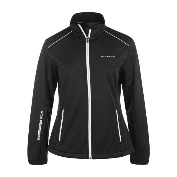 Kurtka do narciarstwa biegowego damska Endurance Zora XCS. Czarne kurtki damskie Endurance, bez wzorów, z softshellu, bez kaptura. Za 299.99 zł.