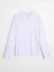 Bawełniana koszulka polo - biały. Białe koszulki polo męskie Sinsay, l, bez wzorów, z bawełny, bez ramiączek. Za 39.99 zł.