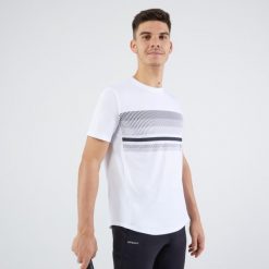 Koszulka do tenisa męska Artengo Essential. Niebieskie koszulki polo męskie ARTENGO, l, bez wzorów, z materiału, bez kołnierzyka, bez ramiączek, tenisowe. Za 39.99 zł.