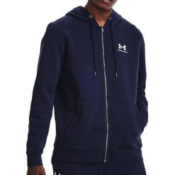 Bluza z kapturem z pełnym zamkiem błyskawicznym Under Armour Essential Fleece. Białe bluzy sportowe męskie Under Armour, bez wzorów, z kapturem, do biegania. Za 330.50 zł.