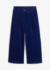 Szerokie spodnie sztruksowe culotte z mieszanki bawełny. Czarne spodnie materiałowe damskie bonprix, bez wzorów, z bawełny. Za 129.99 zł.