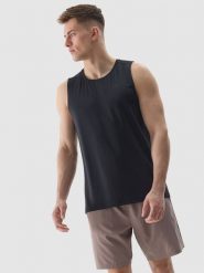 4F Tank top treningowy regular z materiału z recyklingu męski - głęboka czerń XXL. Czarne koszulki sportowe męskie 4f, m, bez wzorów, z dzianiny, klasyczne, bez kołnierzyka. W wyprzedaży za 29.99 zł.