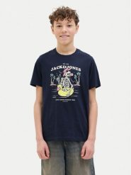 Jack & Jones Junior T-Shirt Elijah 12269825 Granatowy Regular Fit. Niebieskie t-shirty dla chłopców Jack & Jones Junior, bez wzorów, z bawełny, bez ramiączek. Za 39.99 zł.